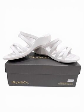 Style & Co Jessaa Double Band EVA Slide Sandals Adjustable Strap White 7 NEW